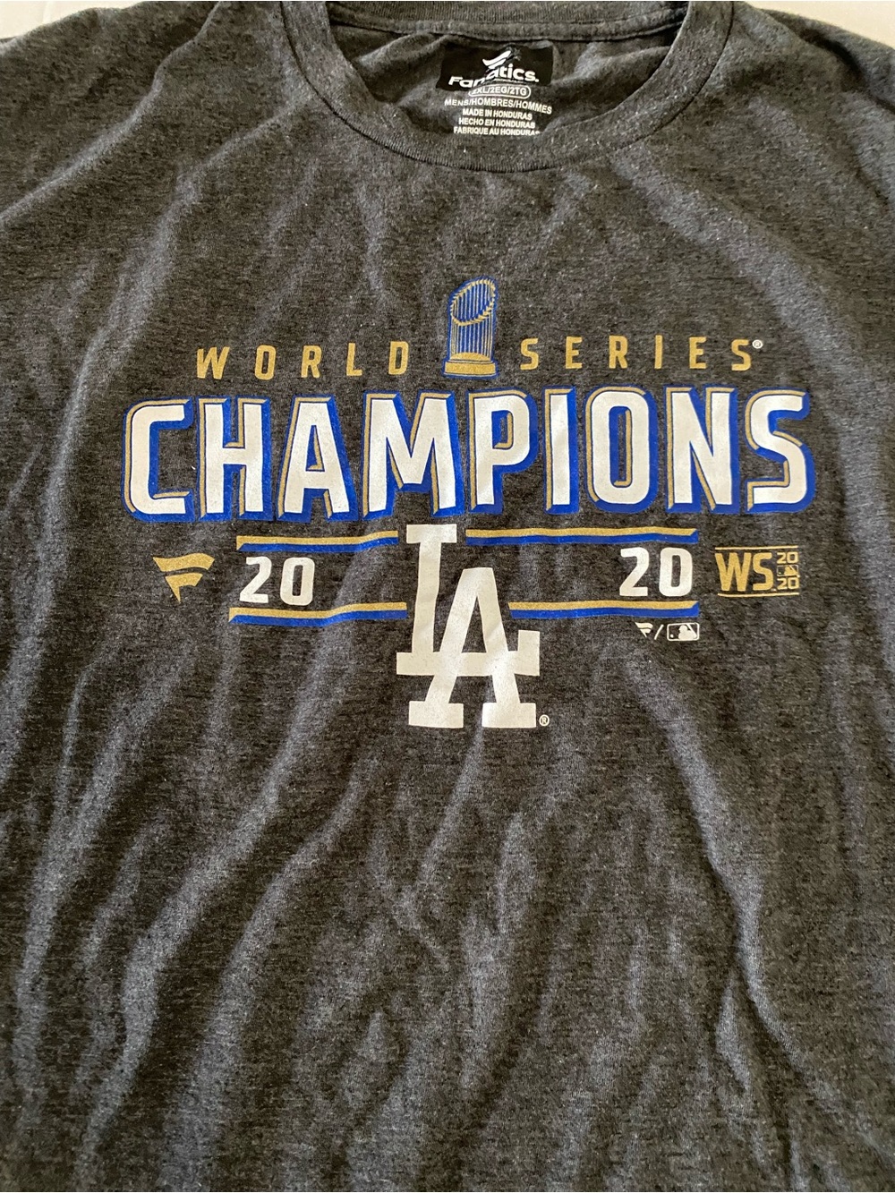 Fanatics Los Angeles Dodgers 2020 World Series Champions Gray Long Sleeve XXL